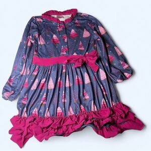 Girls' Holiday Dress with Pink and Purple